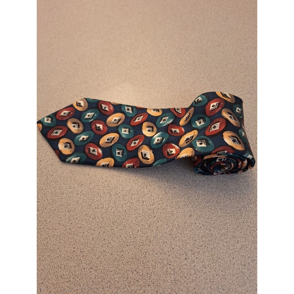 Claiborne‎ Italian 100% Silk Seda Tie Geometric Design